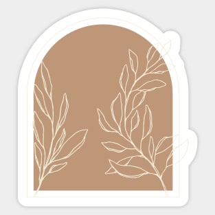 Minimal Modern  Abstract Shapes   White leaf Warm Tones  Design Sticker